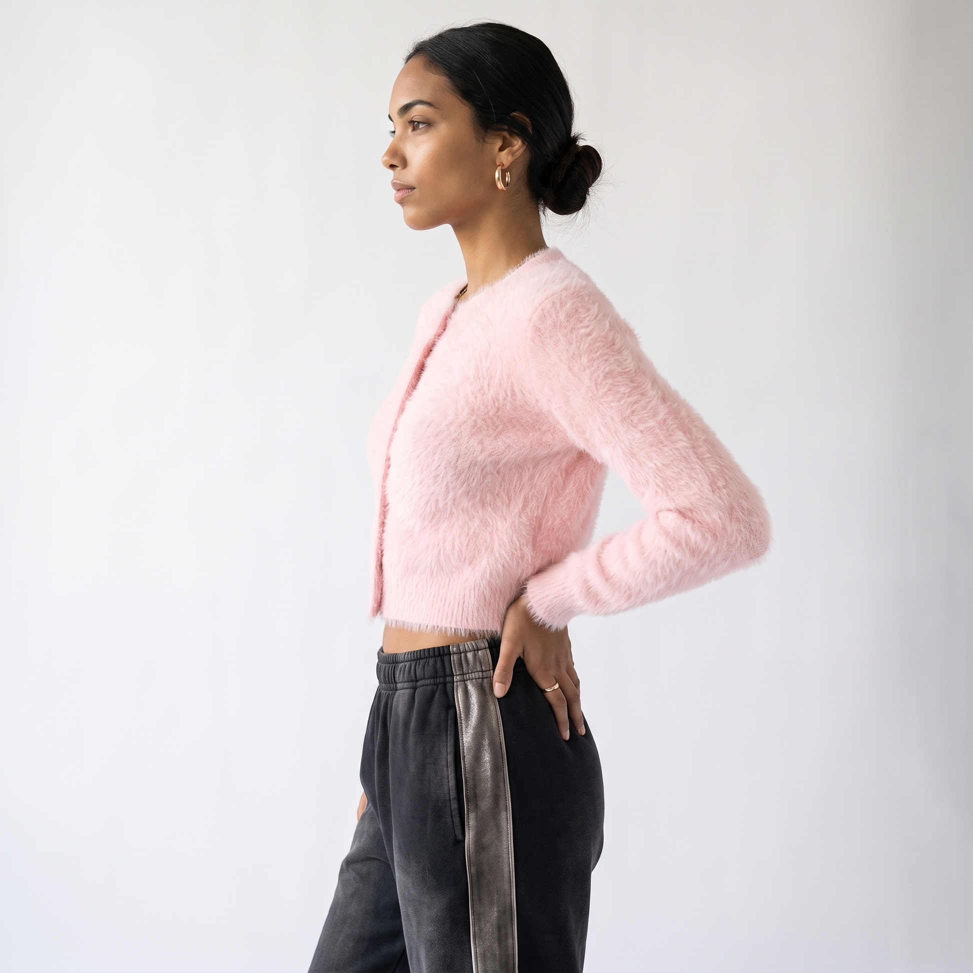 Sunoire 2026 hot sale korean oversized shaggy cardigans women button up lapel long sleeve fall winter fluffy chic sweet sweaters coats top side crop 01