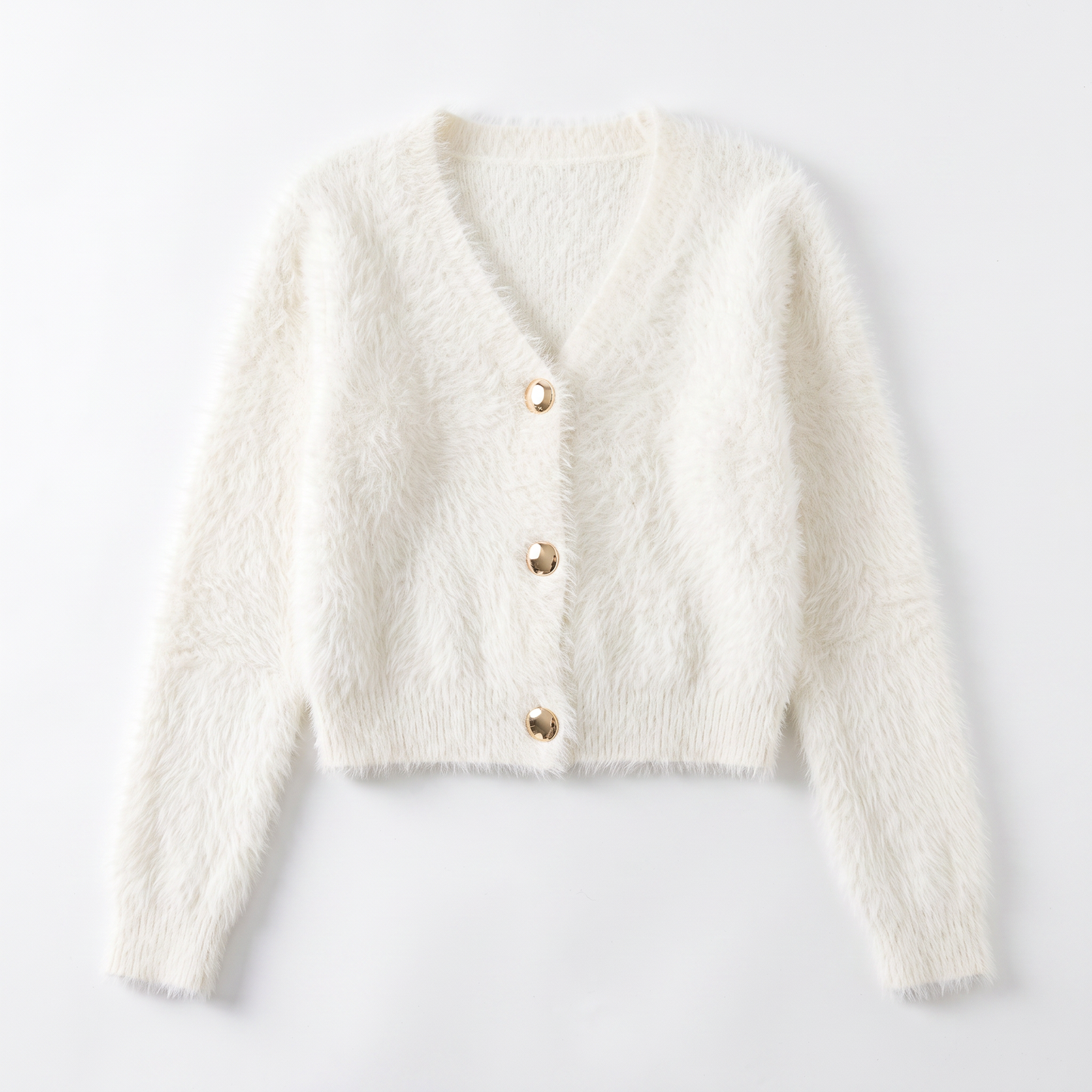 Sunoire 2026 korean fuzzy cardigan coat knitwear loose crochet knitted outfit plain sweaters slim fluffy cropped cardigans women garment flatlay 01