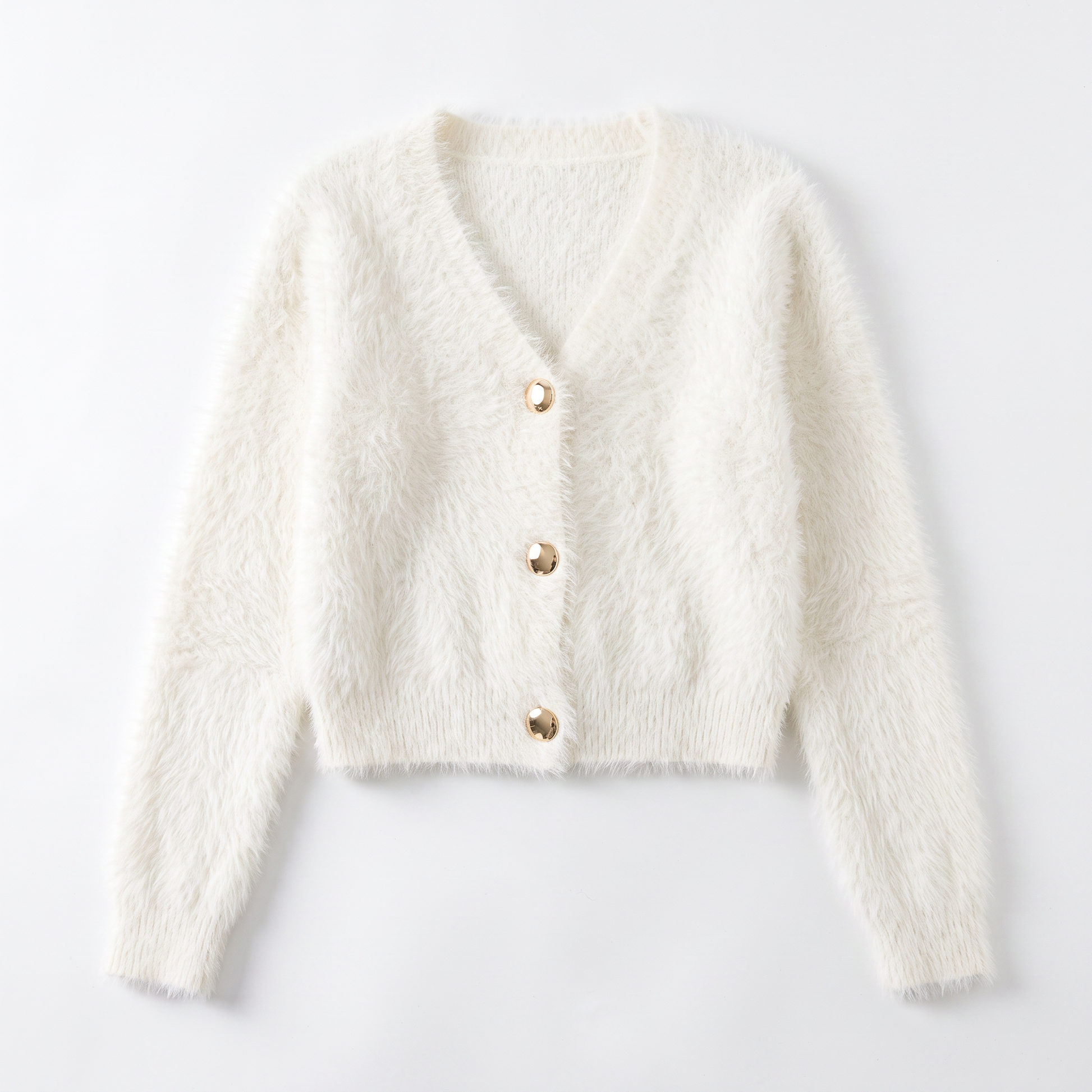 Sunoire 2026 korean fuzzy cardigan coat knitwear loose crochet knitted outfit plain sweaters slim fluffy cropped cardigans women garment flatlay 01
