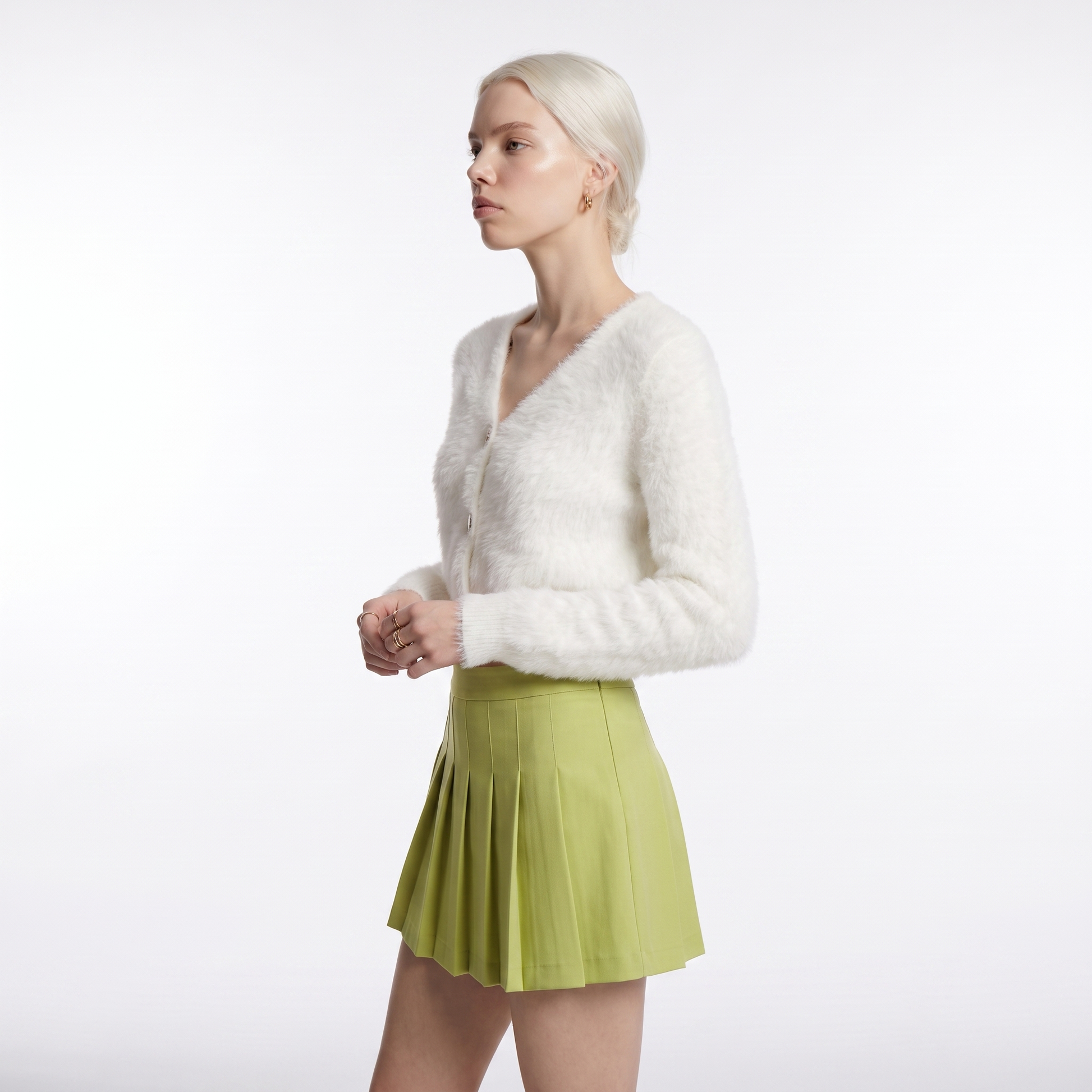 Sunoire 2026 korean fuzzy cardigan coat knitwear loose crochet knitted outfit plain sweaters slim fluffy cropped cardigans women top side crop 01