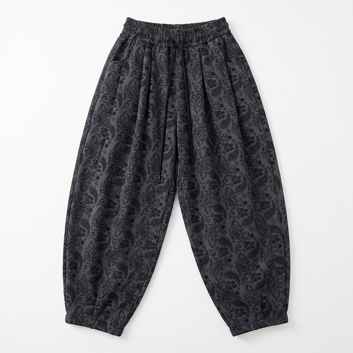 Sunoire 2026 new paisley print baggy pants for women high waist wide leg casual trousers oversized streetwear y2k pants with pockets garment flatlay 01