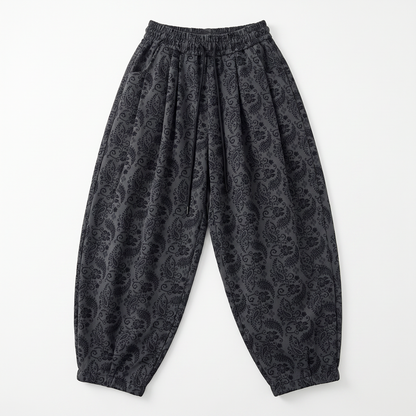 Sunoire 2026 new paisley print baggy pants for women high waist wide leg casual trousers oversized streetwear y2k pants with pockets garment flatlay 01