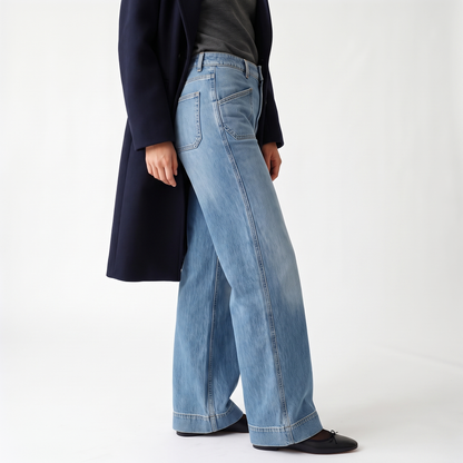 Sunoire 2026 vintage washed denim jeans for women new style loose fitting slimming women s wide leg straight pants denim mid cut pants bottom crop 3q 01
