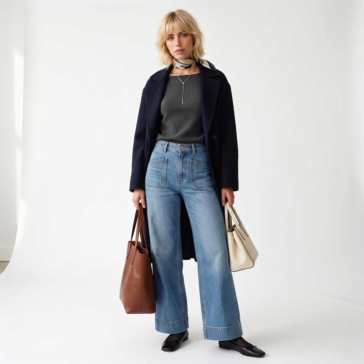 Sunoire 2026 vintage washed denim jeans for women new style loose fitting slimming women s wide leg straight pants denim mid cut pants front hero 01