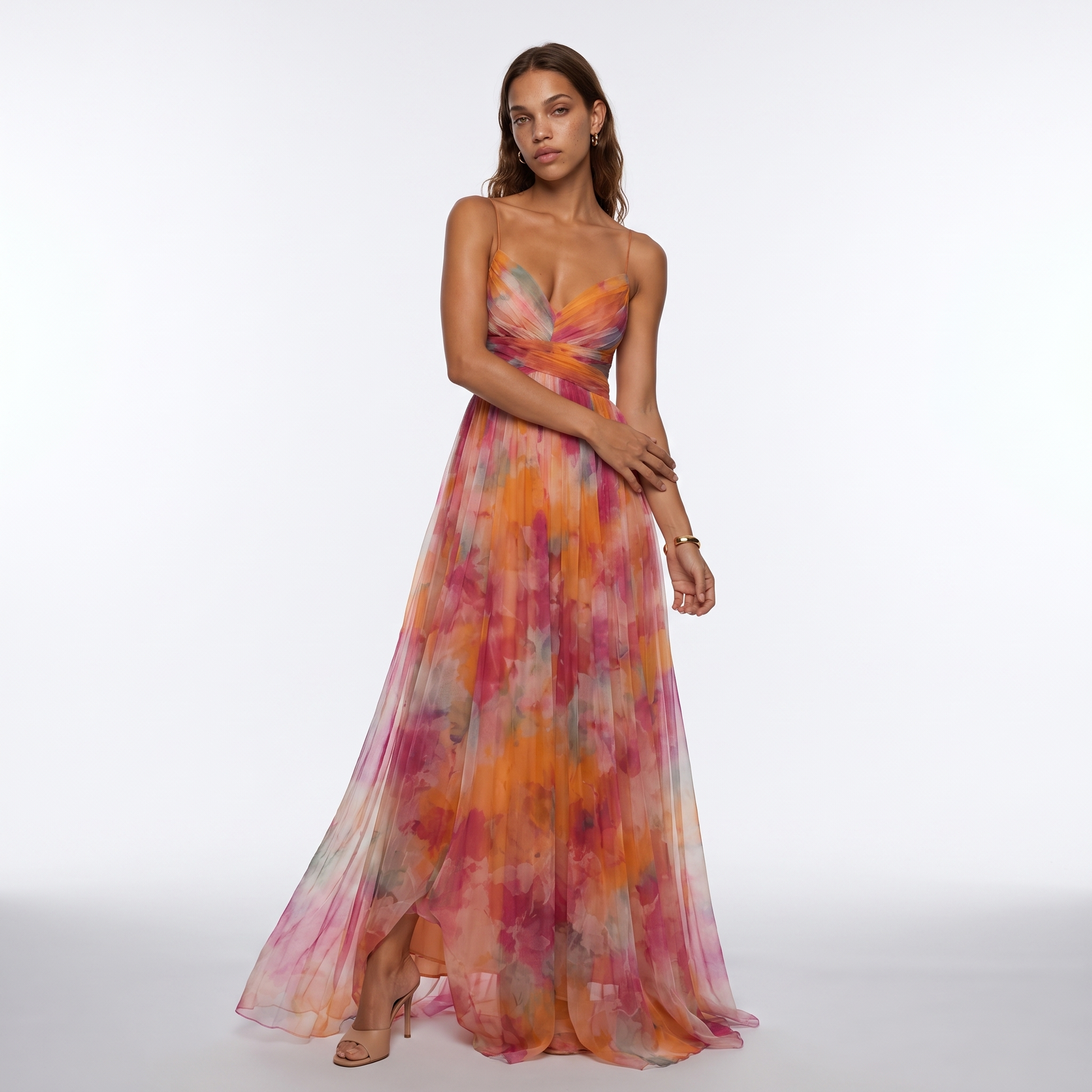 Sunoire women s floral v neck maxi dress flowing silhouette front hero 01