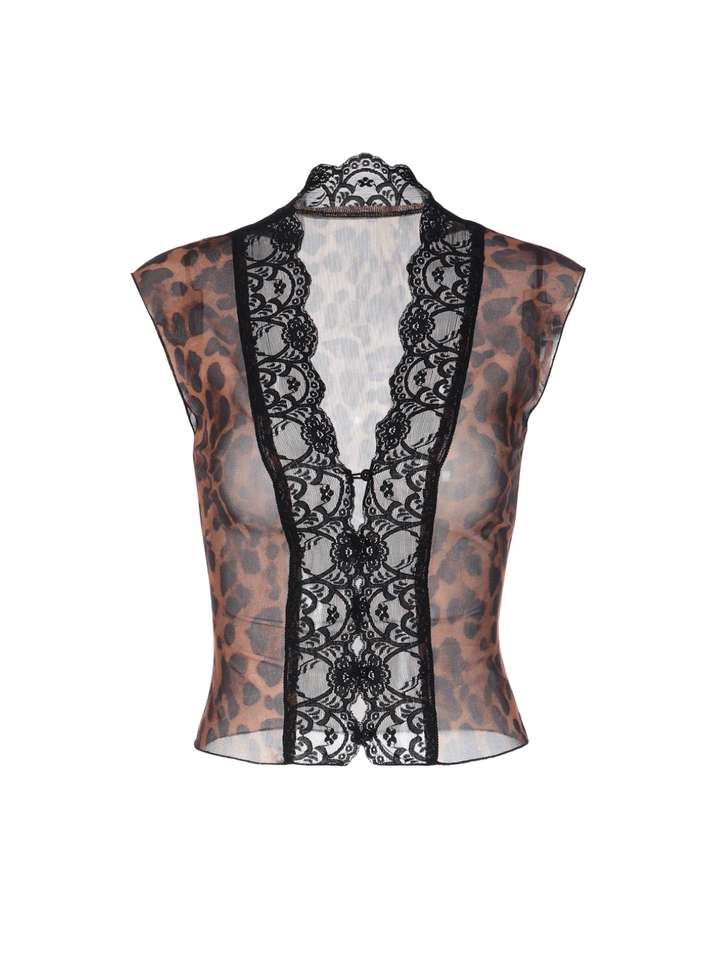 Iris Wine Lace Top — Leopard