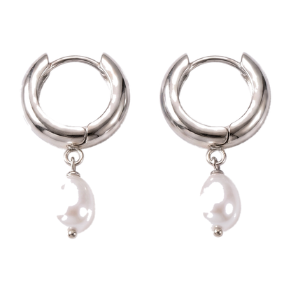 Sunoire emanco earring wholesale vintage glamorous irregular pendant earrings natural freshwater pearls casual luxury gift earrings 03 flatlay silver