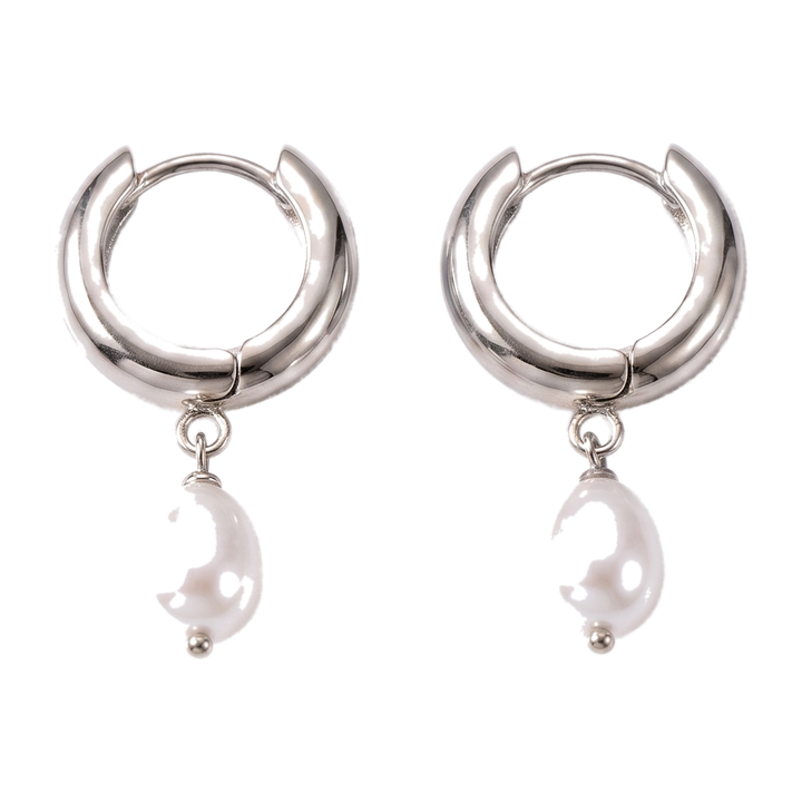 Adele Gold Pearl Earrings — Silver