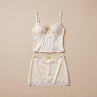 Sunoire adele lace satin strappy skirt set garment flatlay 01