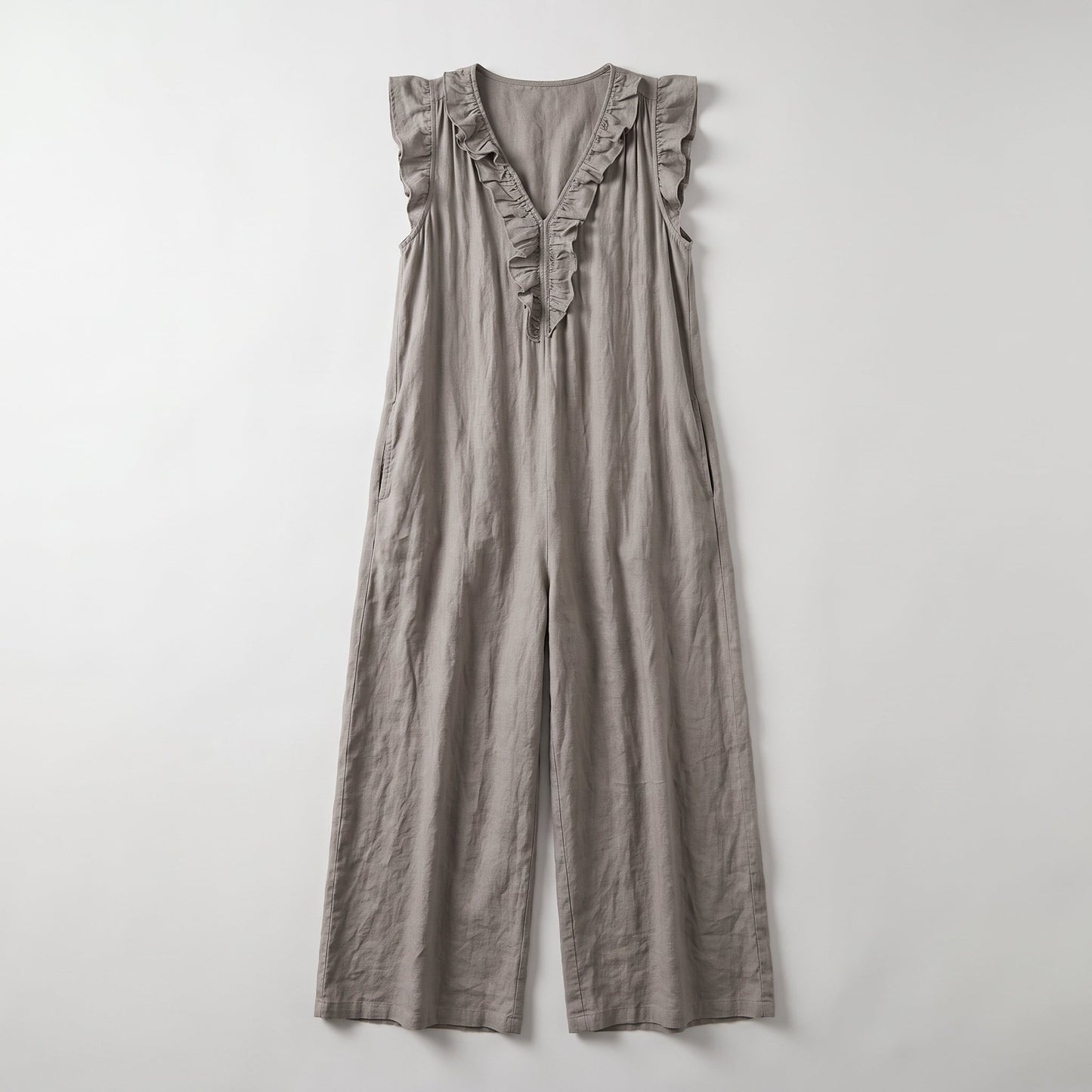 Sunoire adele ruffle v neck maxi dress garment flatlay 01