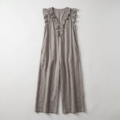 Sunoire adele ruffle v neck maxi dress garment flatlay 01