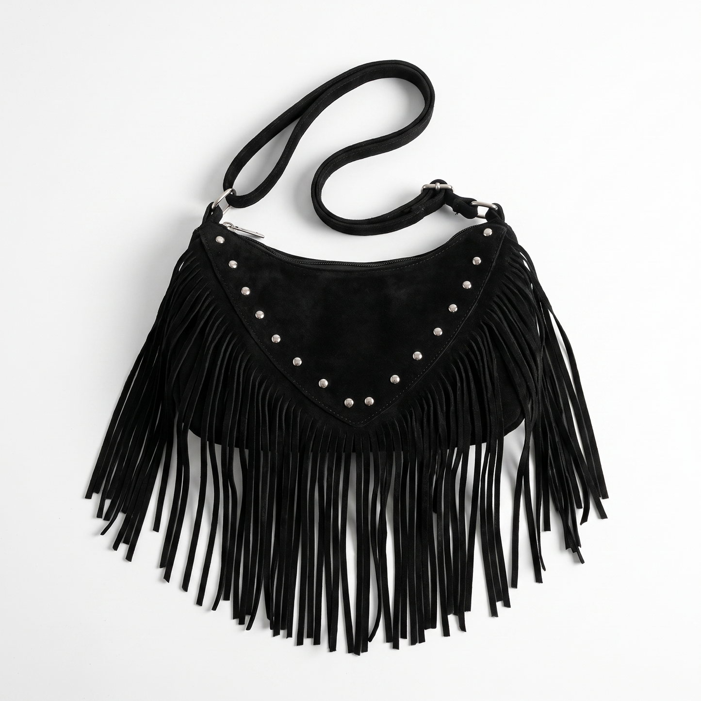 Sunoire adeline black tassel saddle bag 01 front