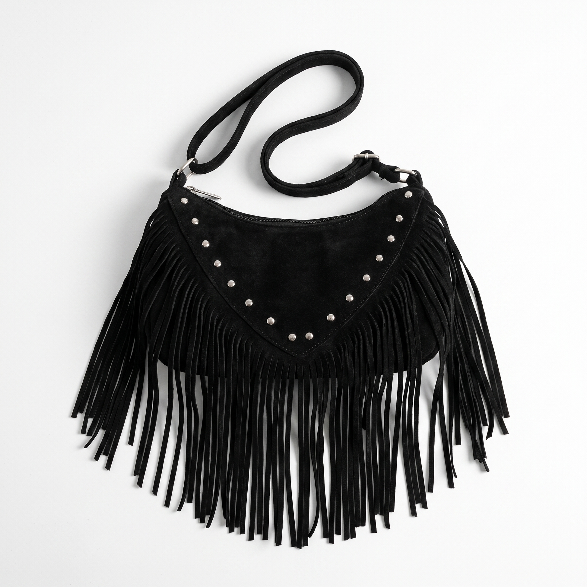 Sunoire adeline black tassel saddle bag 01 front
