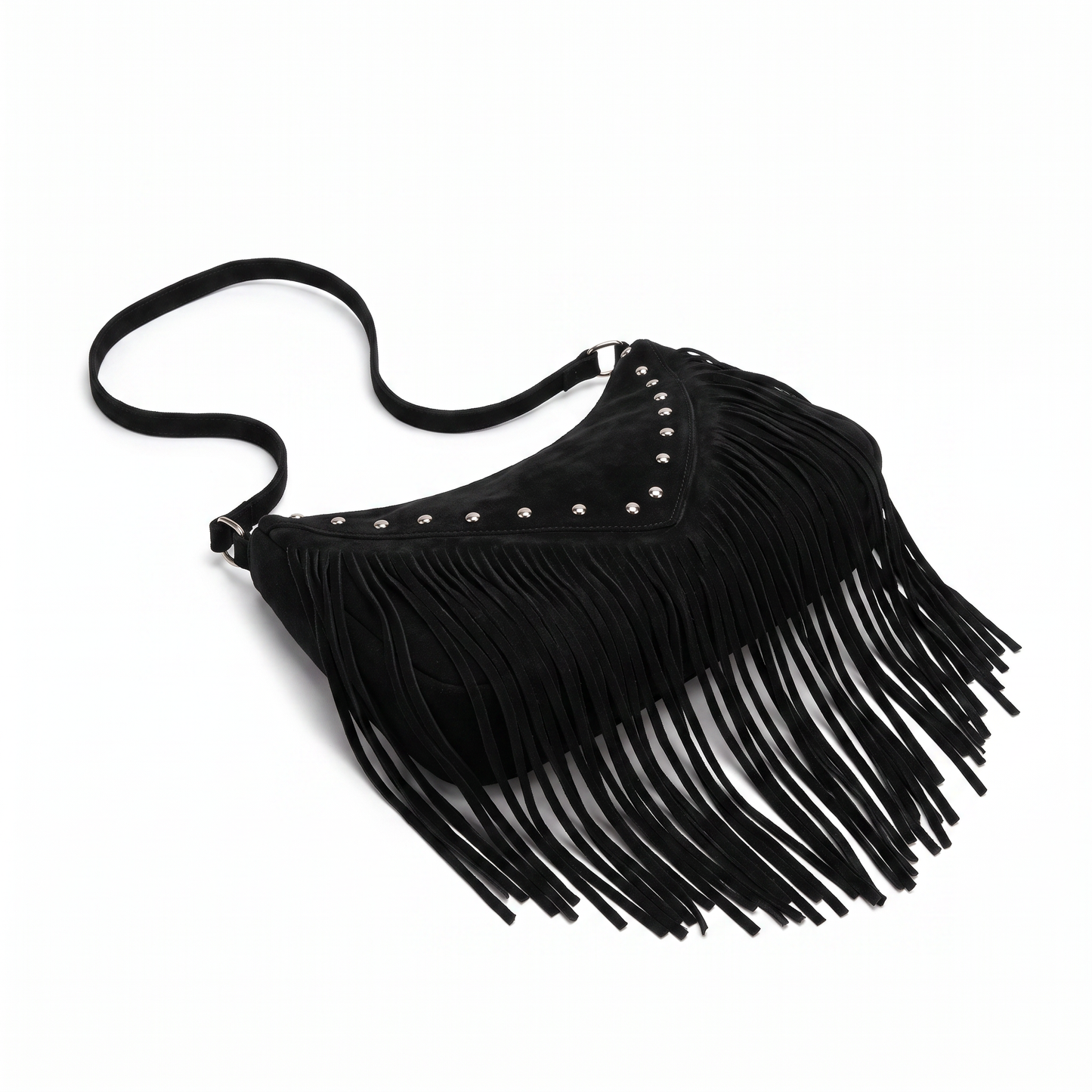 Sunoire adeline black tassel saddle bag 02 three quarter
