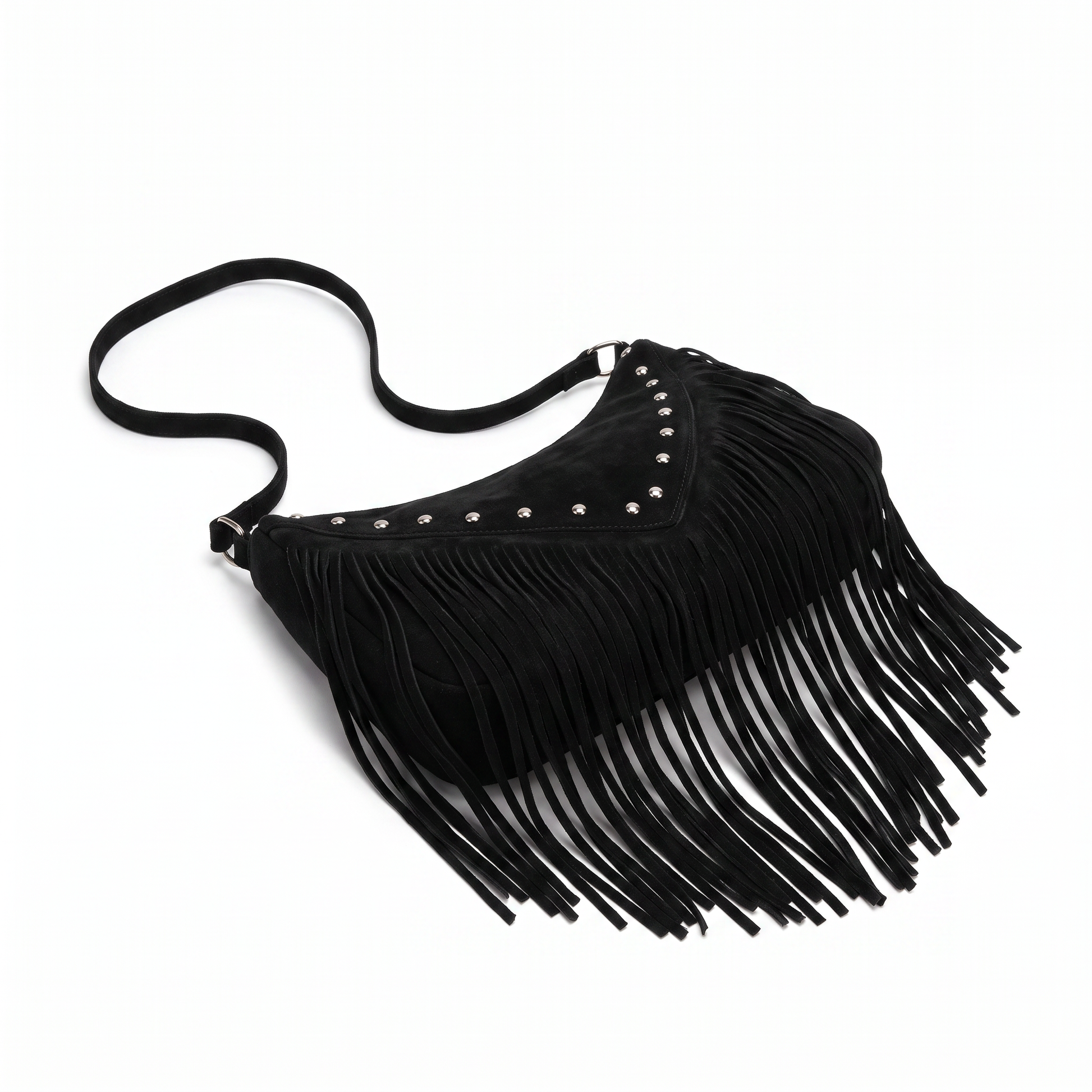Sunoire adeline black tassel saddle bag 02 three quarter