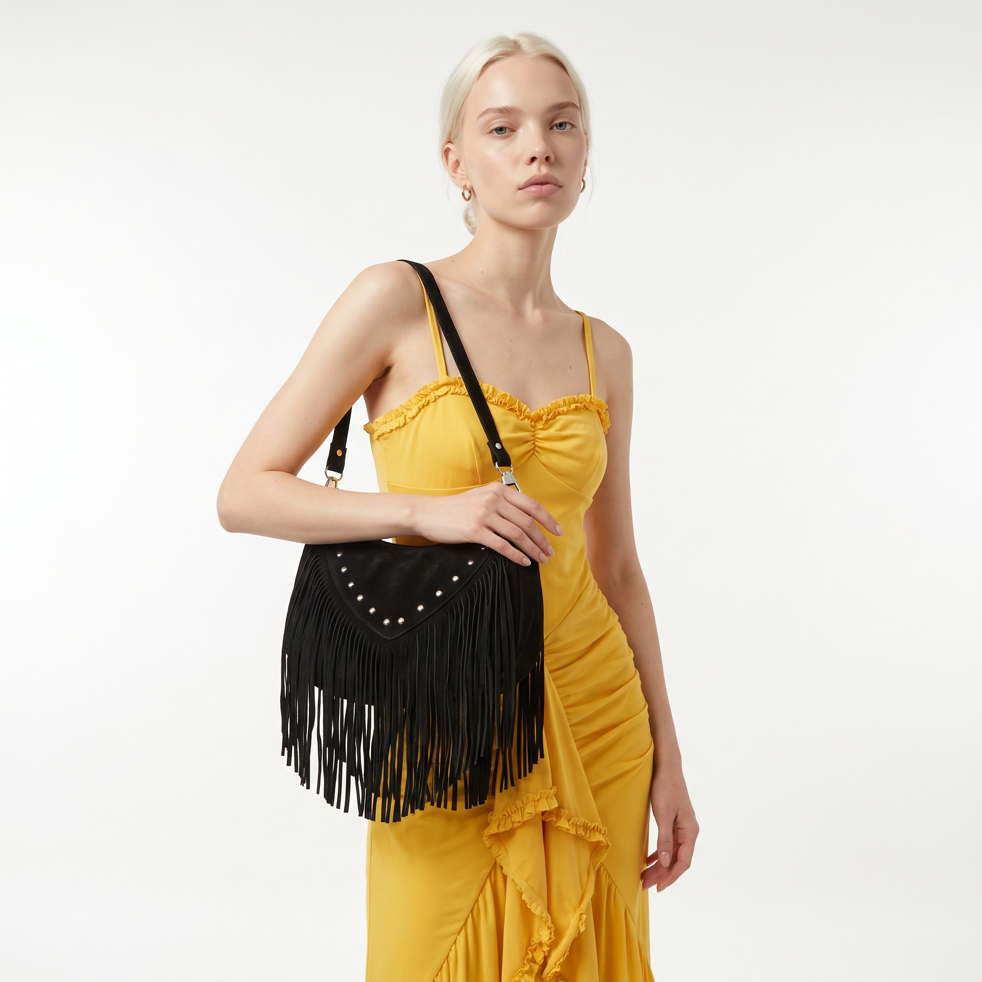 Sunoire adeline black tassel saddle bag 03 detail