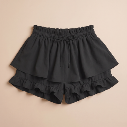 Sunoire alessia black ruffle skirt garment flatlay 01