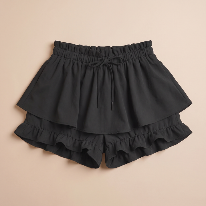 Sunoire alessia black ruffle skirt garment flatlay 01