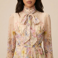 Sunoire alessia floral print ruffle cuff maxi dress detail 01