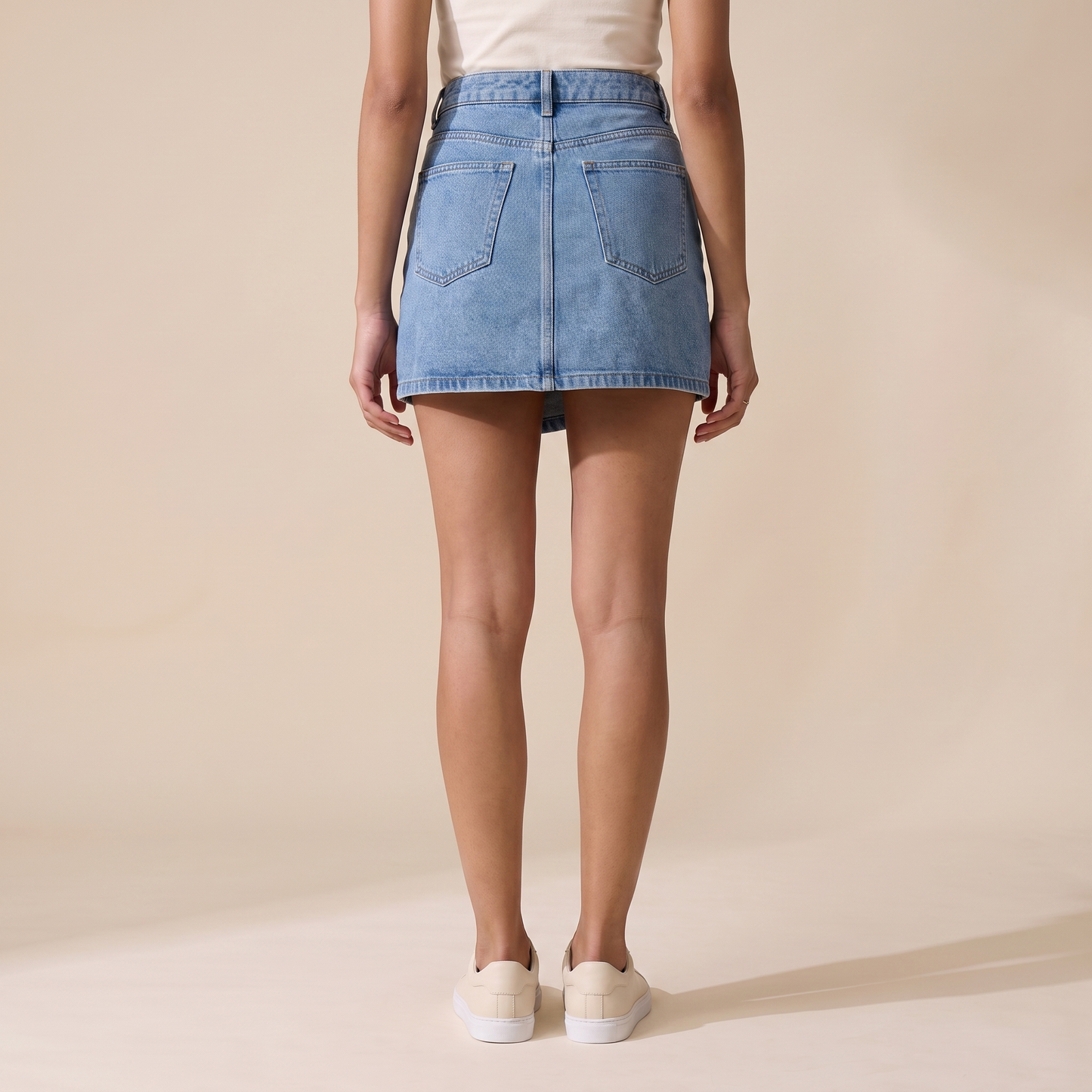Sunoire amara blue denim skirt bottom back crop 01