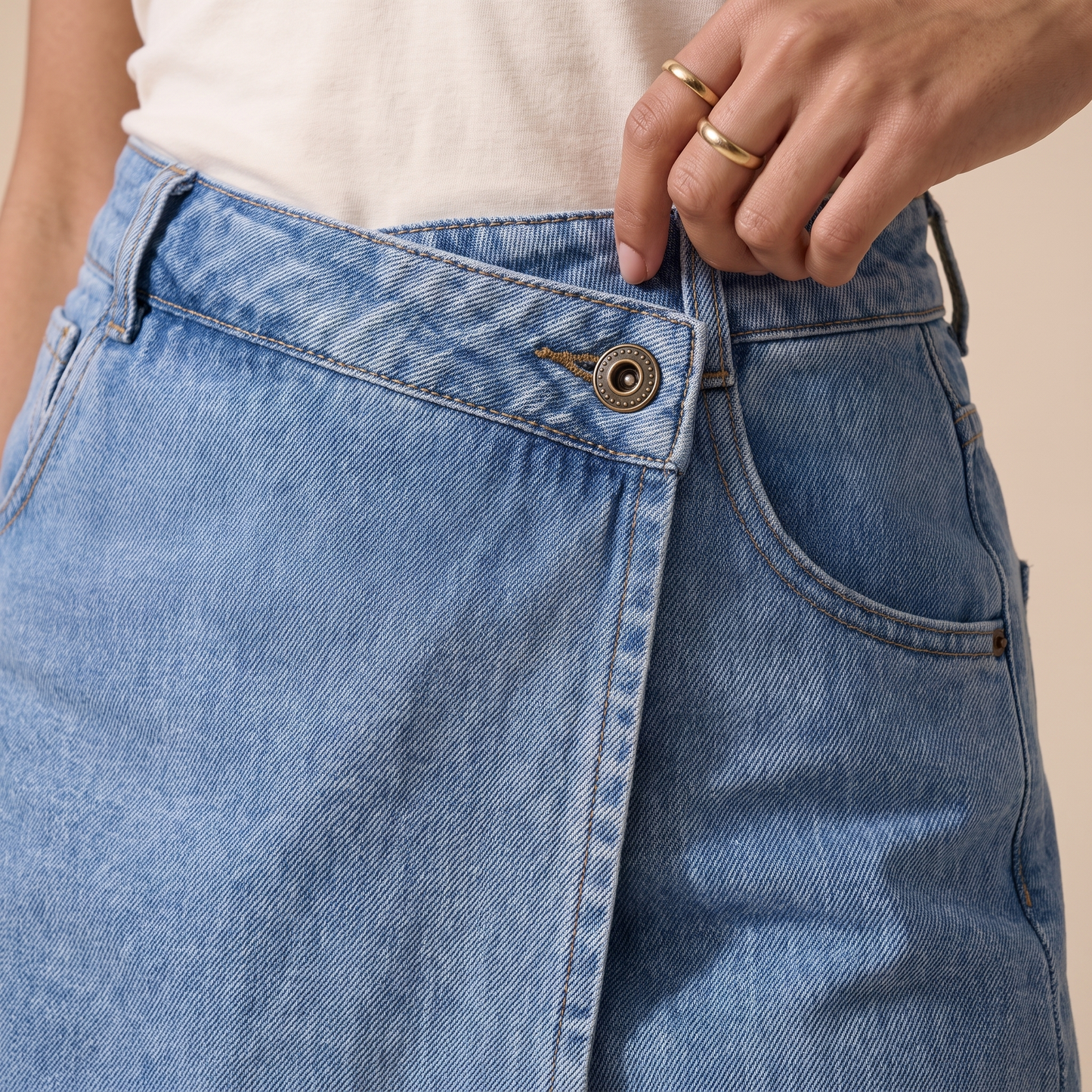 Sunoire amara blue denim skirt bottom detail 01