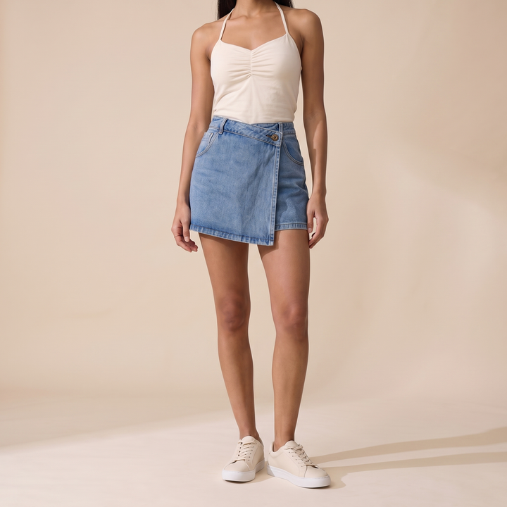 Sunoire amara blue denim skirt bottom front crop 01