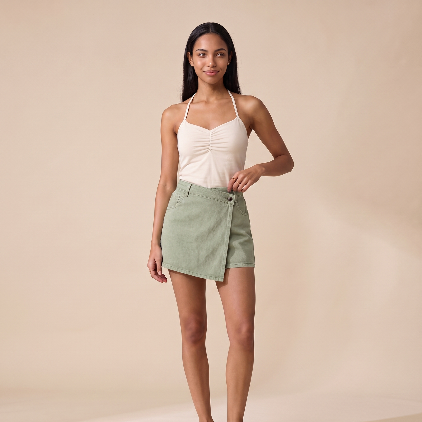 Sunoire amara blue denim skirt colorway green front hero 01