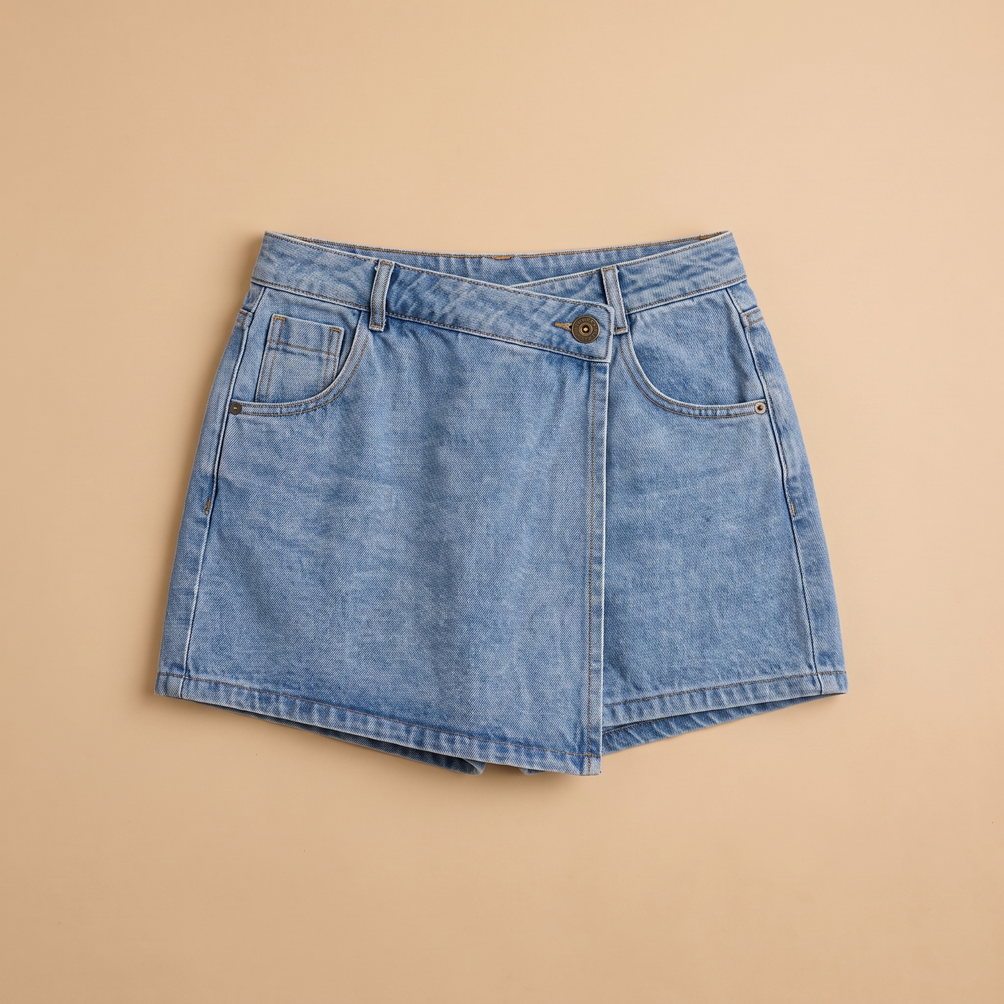 Sunoire amara blue denim skirt garment flatlay 01