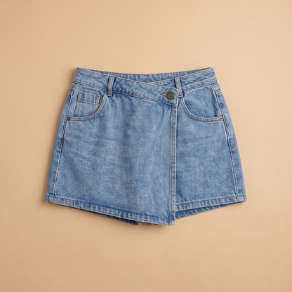Sunoire amara blue denim skirt garment flatlay 01