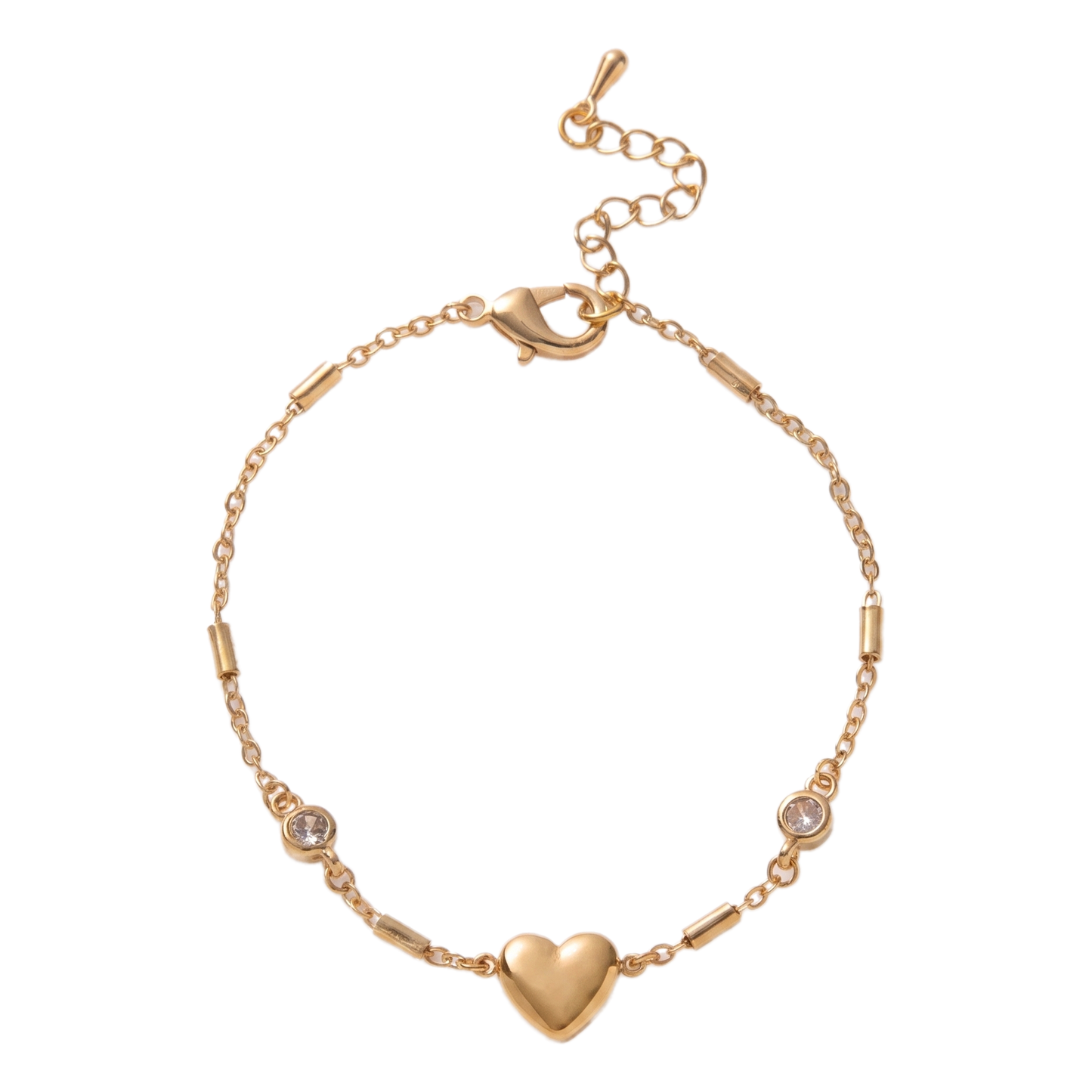 Sunoire fashion women s stainless steel bracelet bangles 18k gold plated jewelry heart cross zircon rhinestone bracelet for women 01 flatlay classic heart