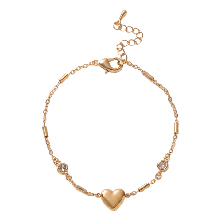 Sunoire fashion women s stainless steel bracelet bangles 18k gold plated jewelry heart cross zircon rhinestone bracelet for women 01 flatlay classic heart