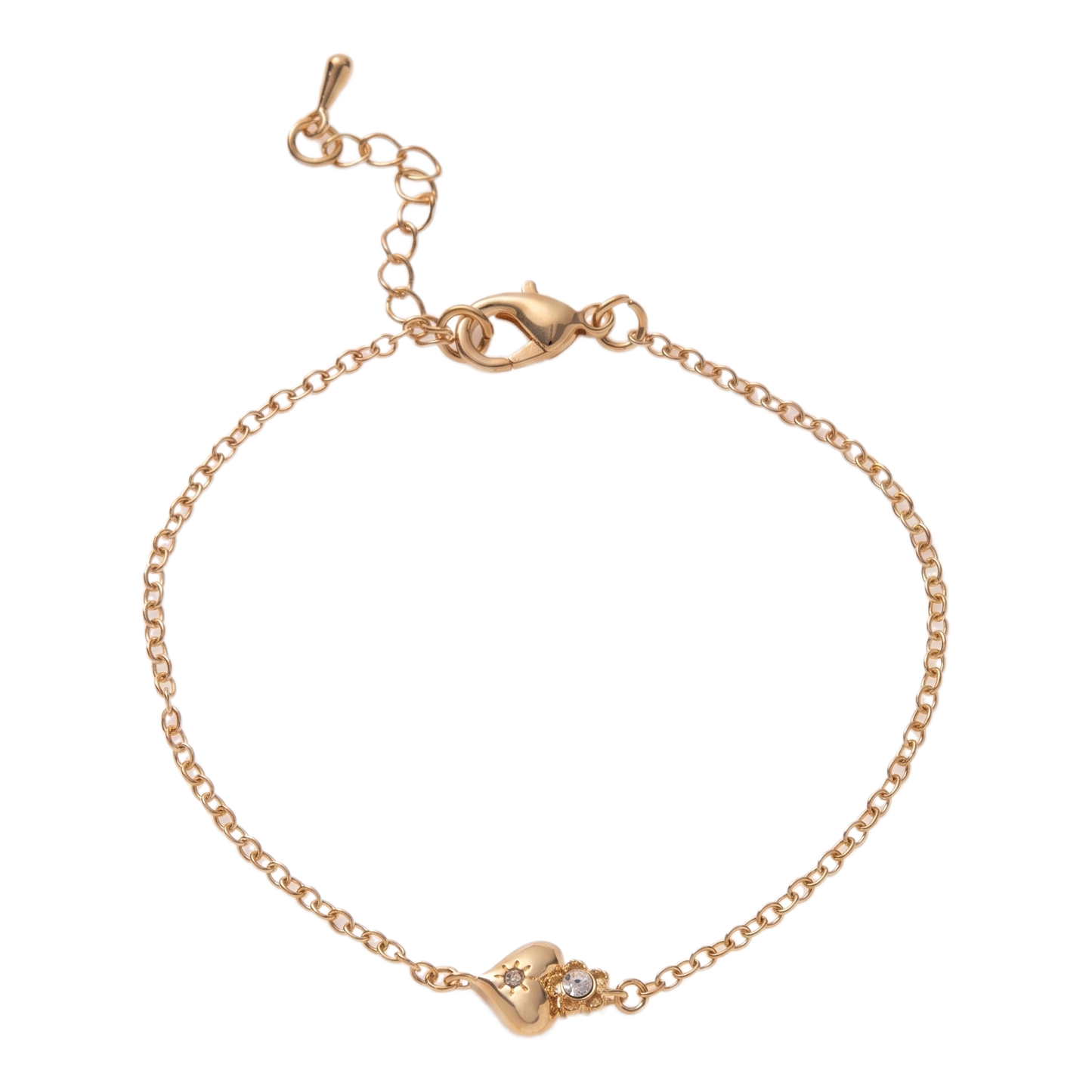 Sunoire fashion women s stainless steel bracelet bangles 18k gold plated jewelry heart cross zircon rhinestone bracelet for women 05 flatlay heart star duo