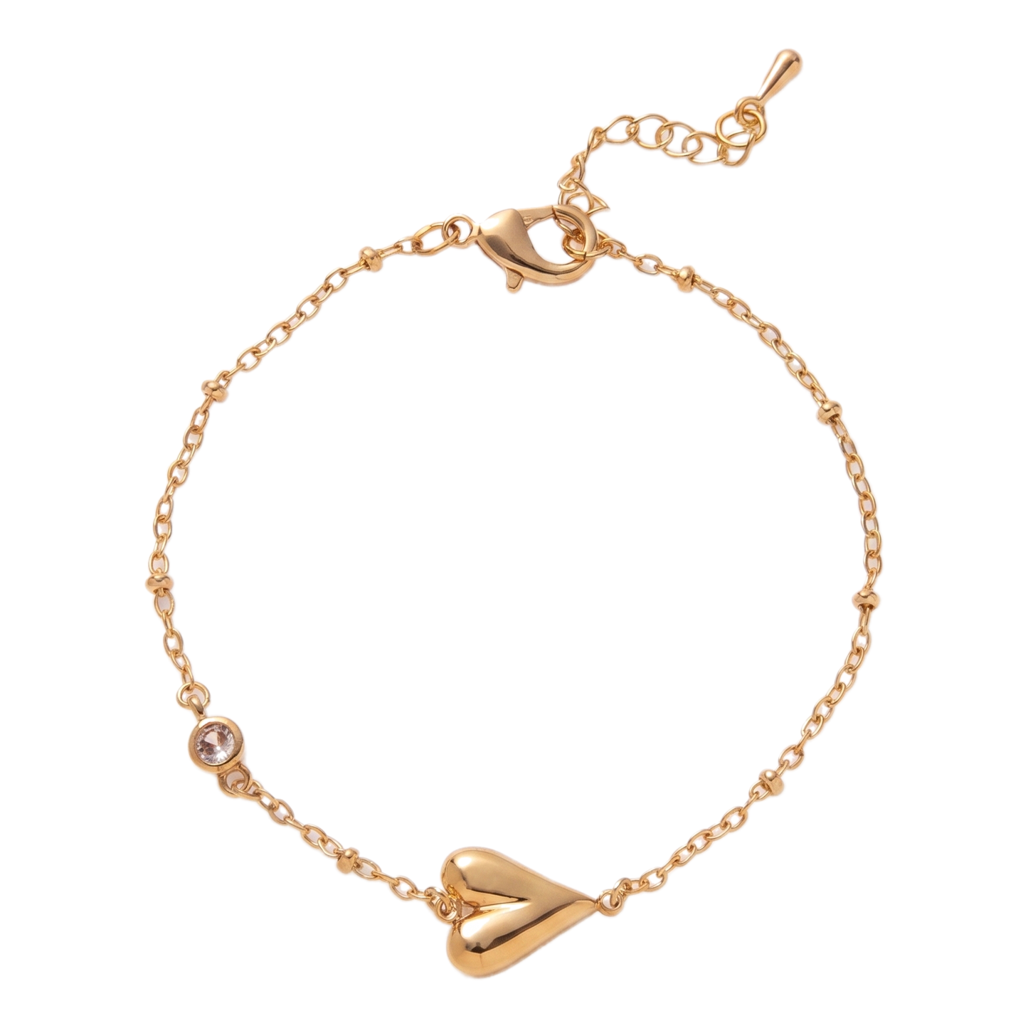 Sunoire fashion women s stainless steel bracelet bangles 18k gold plated jewelry heart cross zircon rhinestone bracelet for women 06 flatlay tilted heart