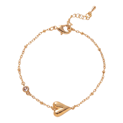 Sunoire fashion women s stainless steel bracelet bangles 18k gold plated jewelry heart cross zircon rhinestone bracelet for women 06 flatlay tilted heart