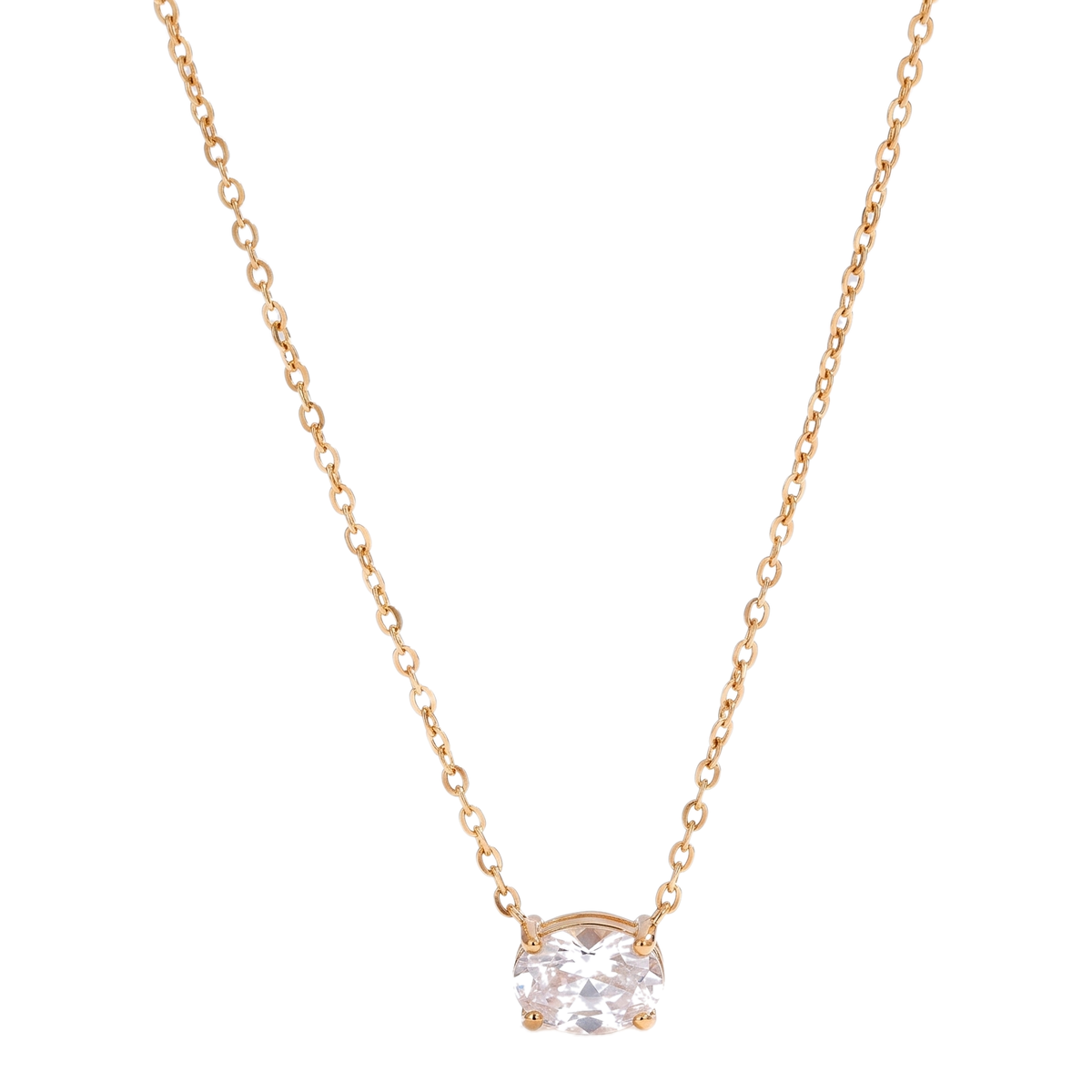 Sunoire high end gold pvd dainty waterdrop oval zirconia stainless steel pendant hypoallergenic waterproof necklace fashion jewe 03 flatlay oval