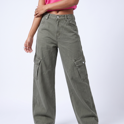 Sunoire american vintage unisex denim straight pocket green work pants couple new loose couple s casual pant fashion design colorway army green front crop 01