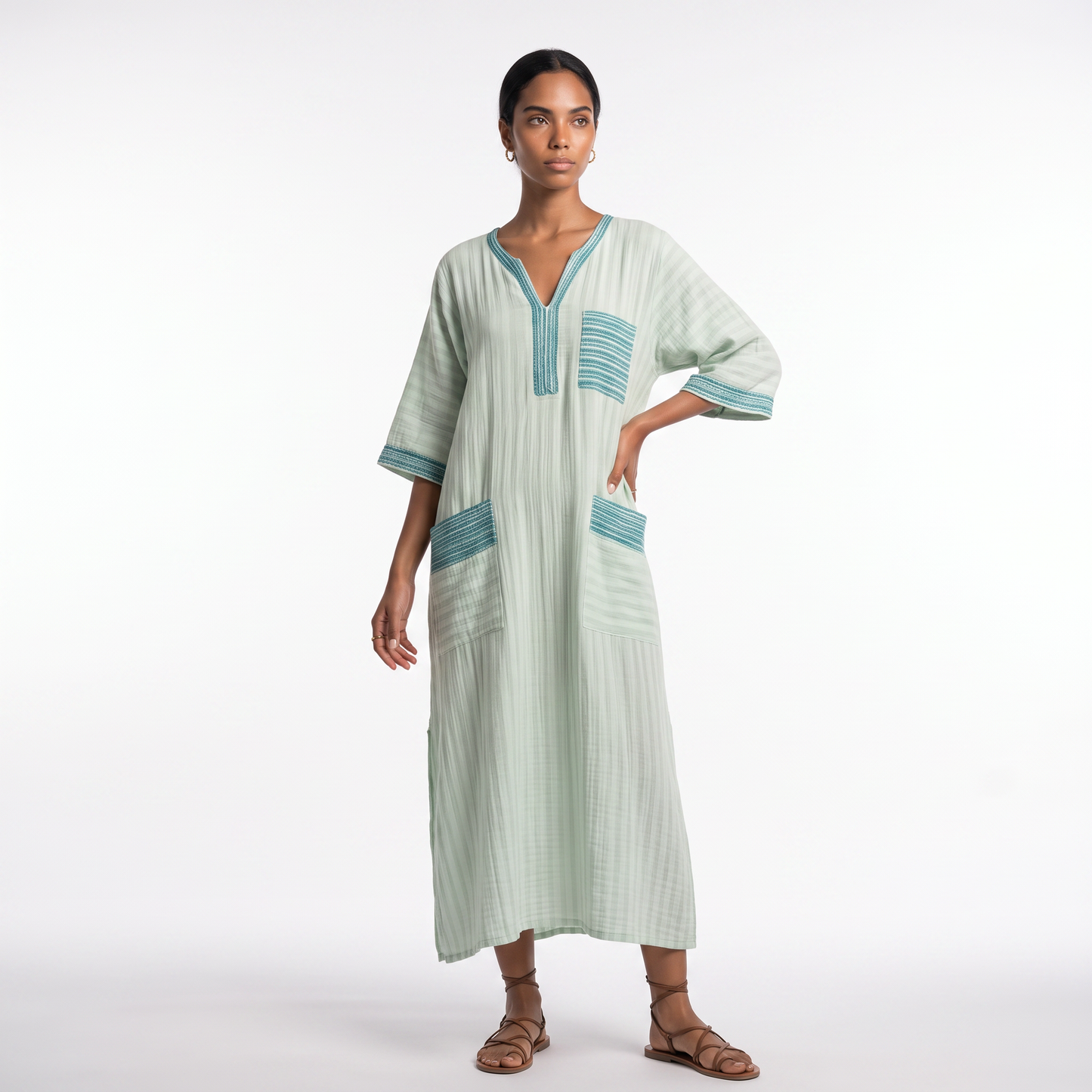 Sunoire anaelle long strand dress for a stylish summer look colorway model 8 front hero 01