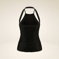 Sunoire anielka halterneck fringe top in black mannequin black 01