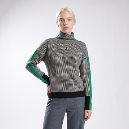 Sunoire anita elegant cashmere turtleneck sweater colorway green front crop 01