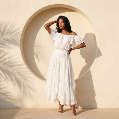 Sunoire arielle white lace skirt campaign hero 01