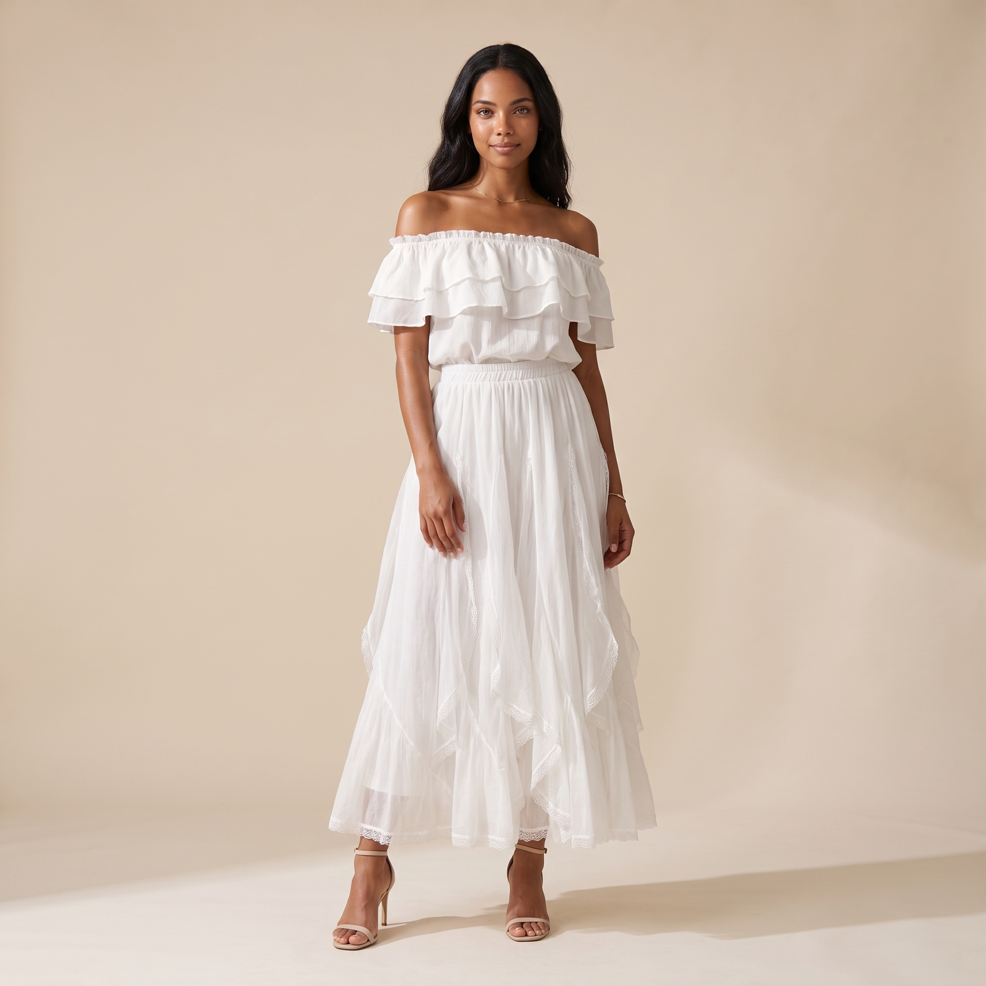 Sunoire arielle white lace skirt front hero 01