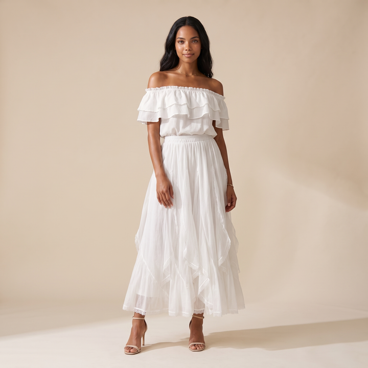 Sunoire arielle white lace skirt front hero 01