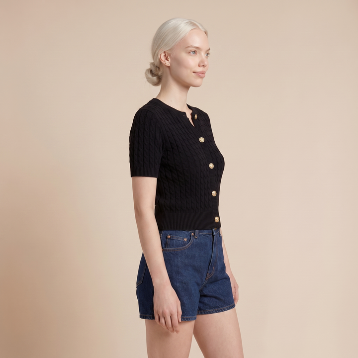 Sunoire aroven black dress top side crop 01