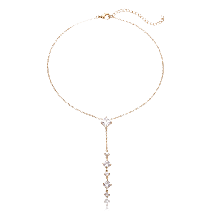 Sunoire fashion zircon stainless steel gold plated women s luxury heart moon pendant sweater necklace 01 flatlay square drop