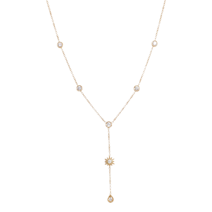 Sunoire fashion zircon stainless steel gold plated women s luxury heart moon pendant sweater necklace 04 flatlay sunburst