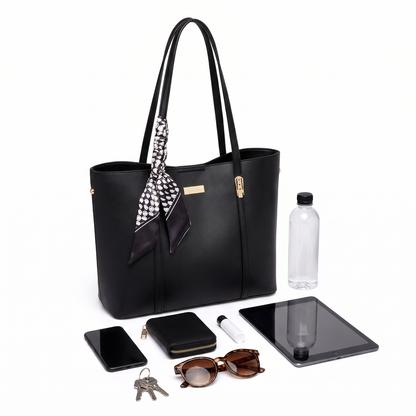 Women's Faux Leather Structured Tote Bag, what fits inside