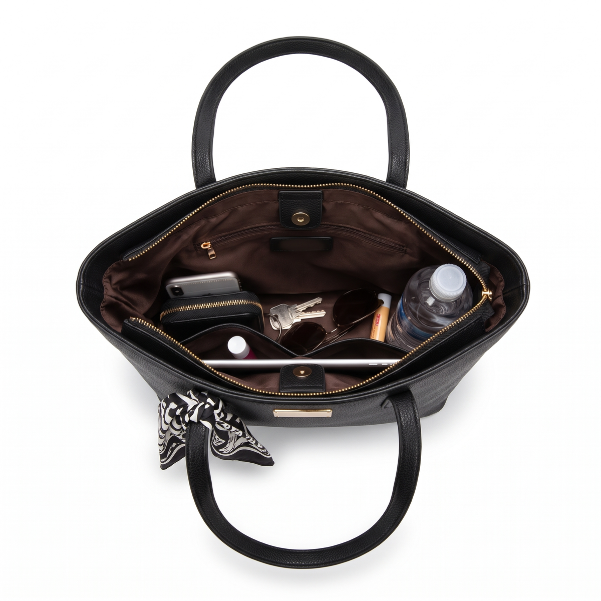 Women's Faux Leather Structured Tote Bag, interior