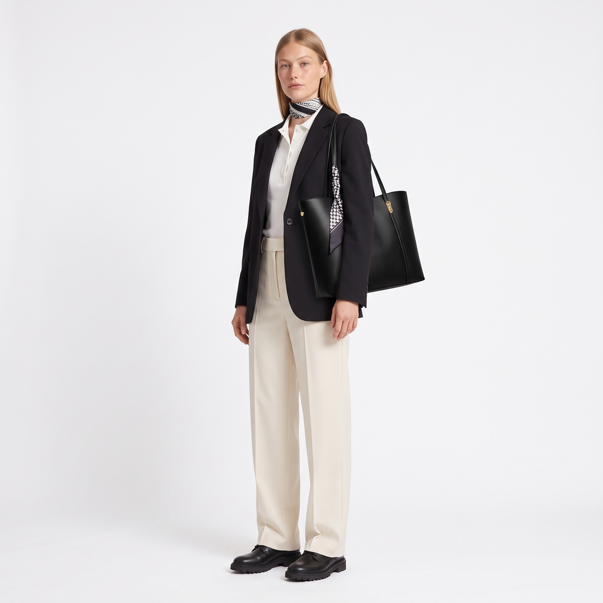 Women's Faux Leather Structured Tote Bag, worn by a model