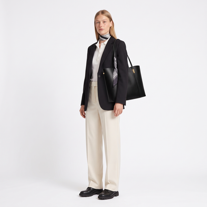 Women's Faux Leather Structured Tote Bag, worn by a model