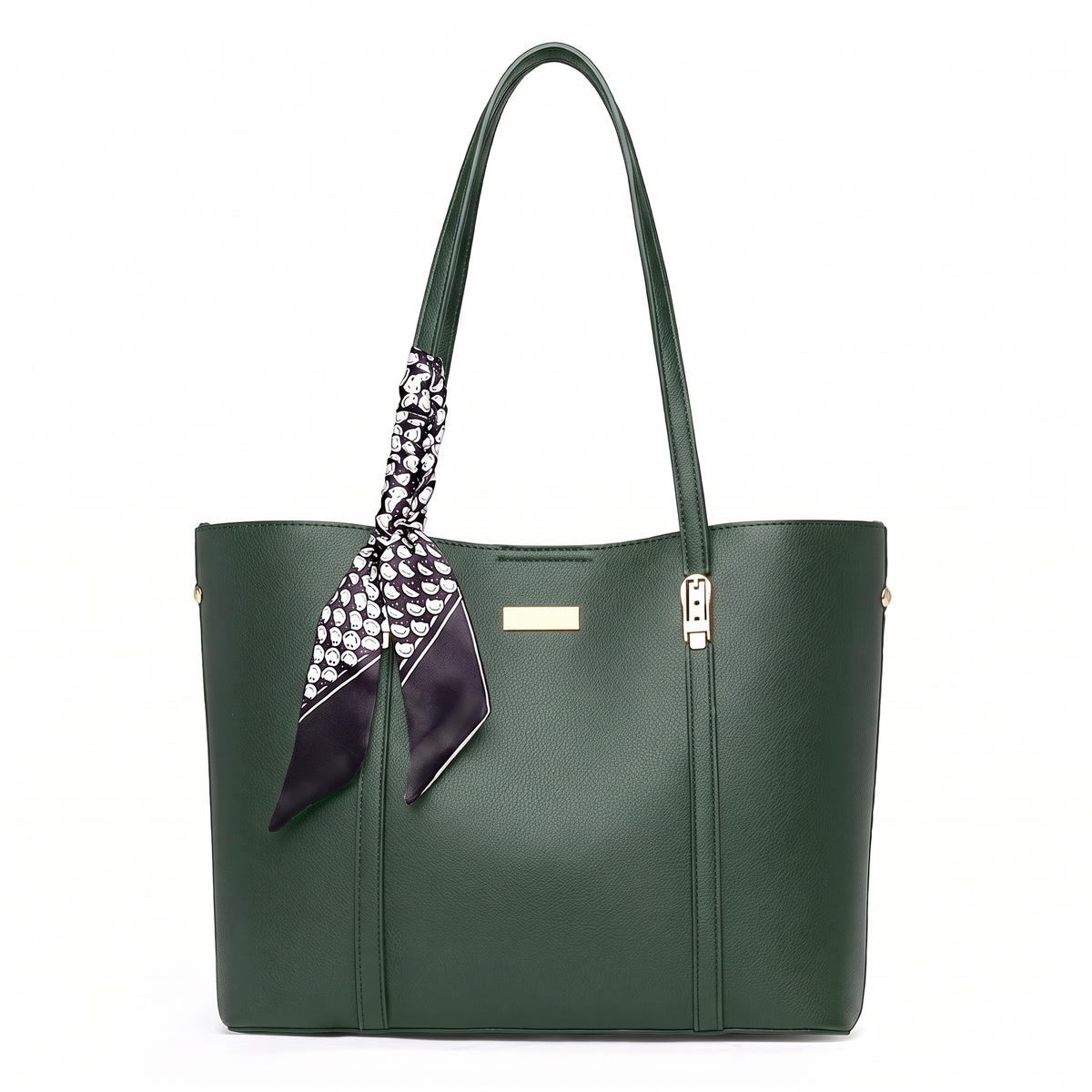 Sunoire autumn new large capacity tote bag women pu zipper fashionable handbag distinctive polyester lining colorway green